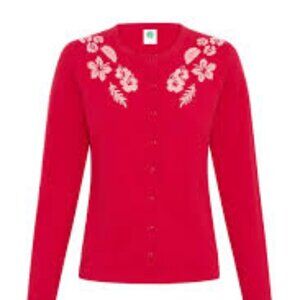 NWT EMMA MULHOLLAND ON HOLIDAY H. Island Cardigan Red/Peach Size S